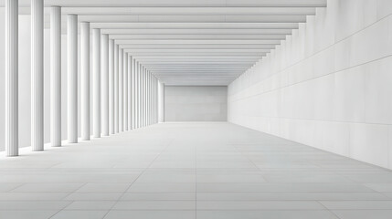 Obraz premium Empty White Modern Corridor With Columns
