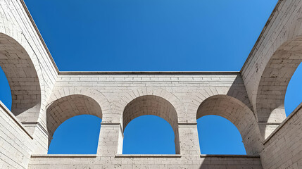 Fototapeta premium Ancient Stone Archway Structure Under Clear Blue Sky