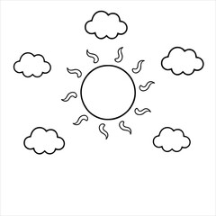 Obraz premium Sun and Clouds Coloring Page for Kids