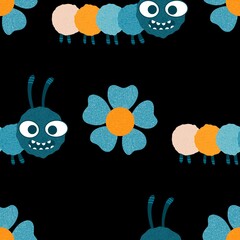 Kids seamless caterpillar cute pattern for fabrics and textiles and packaging and linens and wrapping paper