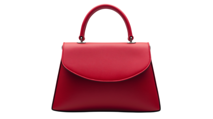 female handbag isolated on white background , transparent png , red bag 
