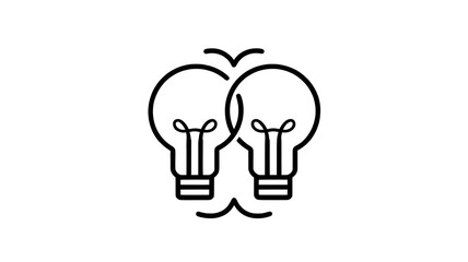 Two connected light bulbs, minimalist style, symbolizing collaboration and ideas.