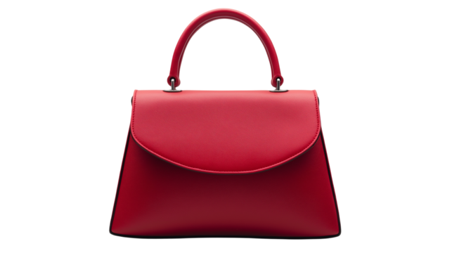female handbag isolated on white background , transparent png , red bag 