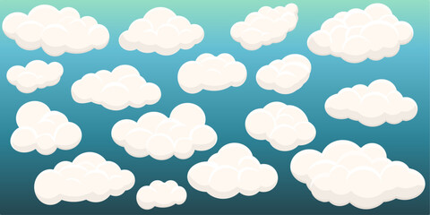 Obraz premium Cartoon Vector Sky and Clouds