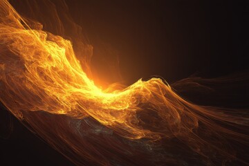 Golden energy surges in a dynamic, abstract composition, evoking the power of natural forces in a mesmerizing digital artwork.