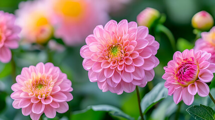 Close Up Of Pink Dahlia Flowers