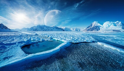 Alien landscape background Global ice age on the planet © Jarek