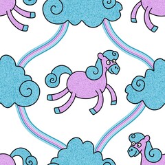 Christmas animals seamless horse pattern for wrapping paper and fabrics