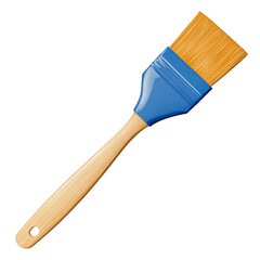 blue handled paintbrush with natural bristles is depicted against transparency background, showcasing its simple and functional design
