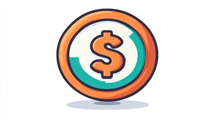 Obraz premium Money Icon with Dollar Sign Vibrant Orange and Teal Design for Finance Economy and Wealth Co