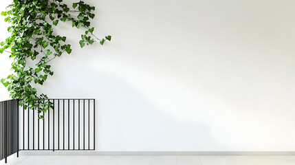 Modern Minimalist Interior Design With Vines And White Wall