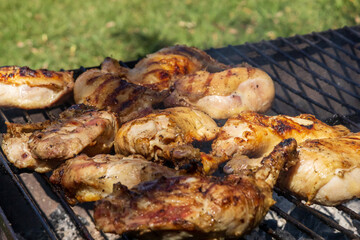 Juicy Grilled Chicken on Outdoor Barbecue