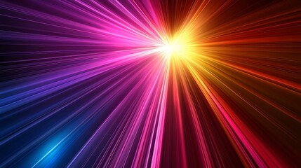 Obraz premium Vibrant Abstract Light Rays Background Design Purple Pink Orange Yellow Red Digital Art Graphic Modern Energy Speed Burst Bright Colorful Radiance 
