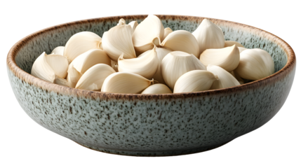 Garlic cloves in a rustic bowl healthy food photography
