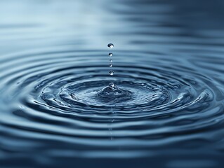 Water droplet impact creating concentric ripples.