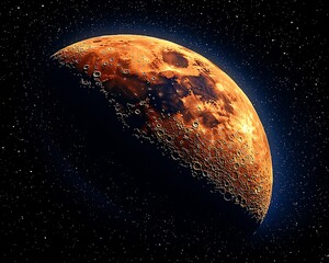 A crescent mars, viewed from space.