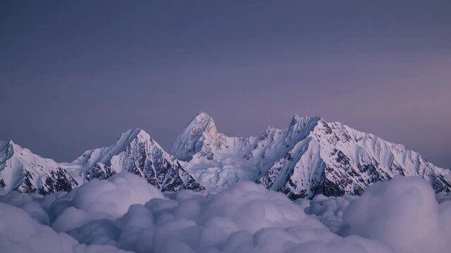 Ethereal Mountain Majesty Above Clouds at Dusk  