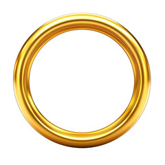 shiny golden ring with smooth, polished surface and circular shape, set against plain background. ring metallic luster and elegant design evoke sense of luxury and timelessness