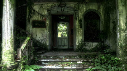 Overgrown Abandoned House Entrance