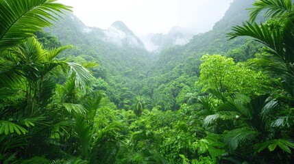 Lush green foliage dreamy blurred nature background soft sunlight ethereal tranquil serenity