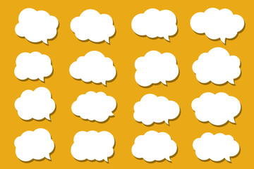 Set of vector speech bubble labels. Retro color special offer design elements, chat emblem, black callout