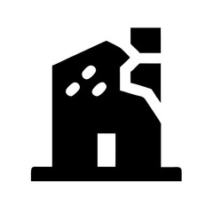 Icon of a damaged building to signify destruction or disrepair