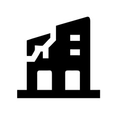 Icon of a damaged building to signify destruction or disrepair