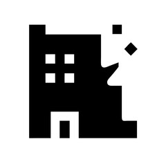Obraz premium Icon of a damaged building to signify destruction or disrepair