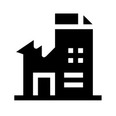 Icon of a damaged building to signify destruction or disrepair