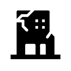 Icon of a damaged building to signify destruction or disrepair