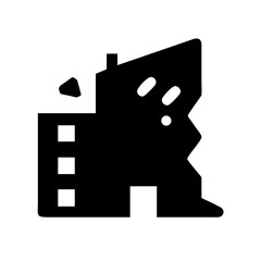 Icon of a damaged building to signify destruction or disrepair
