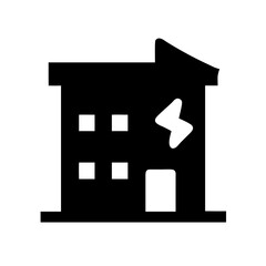 Icon of a damaged building to signify destruction or disrepair