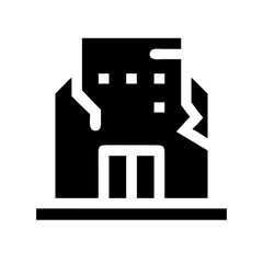 Icon of a damaged building to signify destruction or disrepair