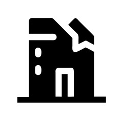 Icon of a damaged building to signify destruction or disrepair