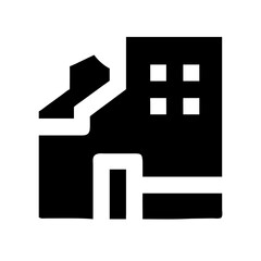 Icon of a damaged building to signify destruction or disrepair