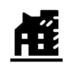 Icon of a damaged building to signify destruction or disrepair