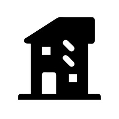 Icon of a damaged building to signify destruction or disrepair