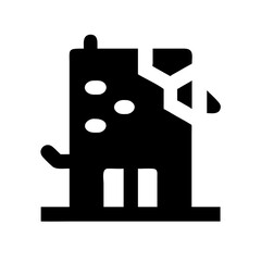 Icon of a damaged building to signify destruction or disrepair