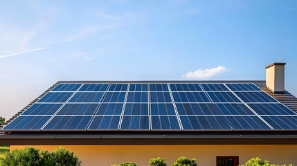 Fototapeta premium Solar Panels On Rooftop Of House