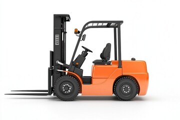 Yellow Forklift Truck isolated on white. Forklift . Construction Vehicle. Industrial Forklift Machine. Heavy Forklift Truck on white. Forklift Truck isolated on white. Logistic and Cargo Concept. 