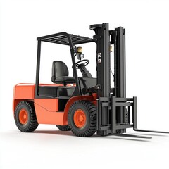 Yellow Forklift Truck isolated on white. Forklift . Construction Vehicle. Industrial Forklift Machine. Heavy Forklift Truck on white. Forklift Truck isolated on white. Logistic and Cargo Concept. 