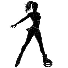 Fitness in jumping boots — Kangoo Jumps - icon with female silhouette in motion during a jumping workout.