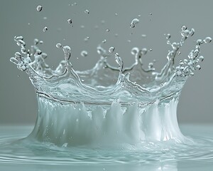 Water droplet impact creating a crown-like splash.