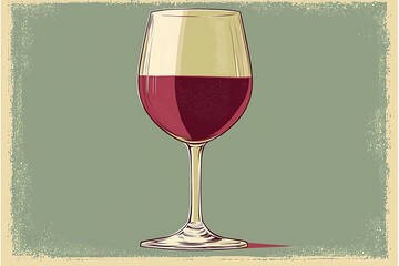 Vintage illustration of a glass of red wine.