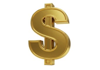 Fototapeta premium 3d golden dollar sign isolated on white background