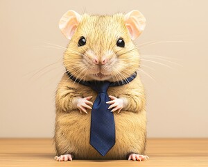 Fototapeta premium A cheerful, business-suited mouse poses for a portrait.
