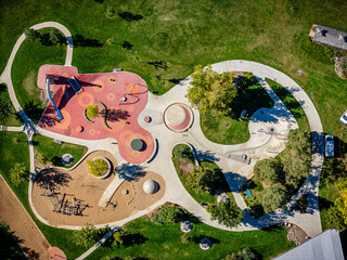 Park with a playground and a car park