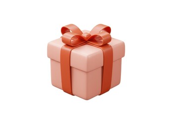 3d pink gift box with ribbon on white isolated on white background