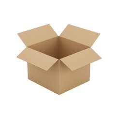 3d open cardboard box stock photo on white isolated on white background