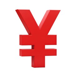 Obraz premium 3d japanese yen currency symbol on white isolated on white background